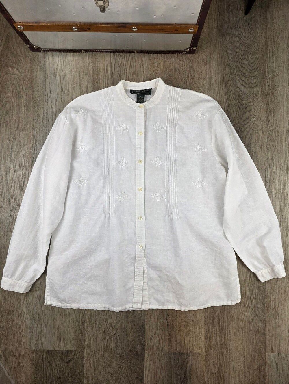 British Khaki 100% Linen Top Size M